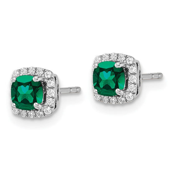 Lab Grown Diamond & Gemstone Halo Post Earrings