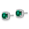 Lab Grown Diamond & Gemstone Halo Post Earrings