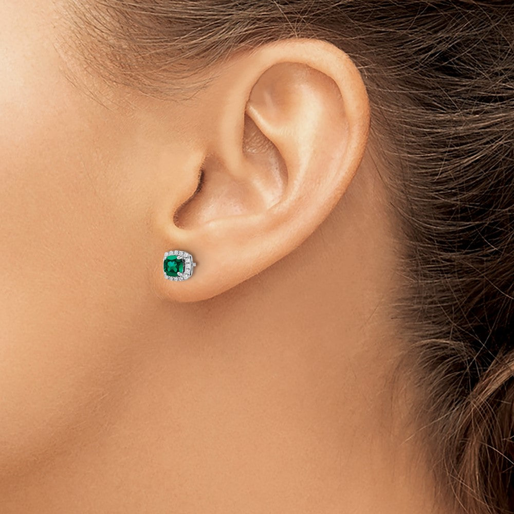 Lab Grown Diamond & Gemstone Halo Post Earrings