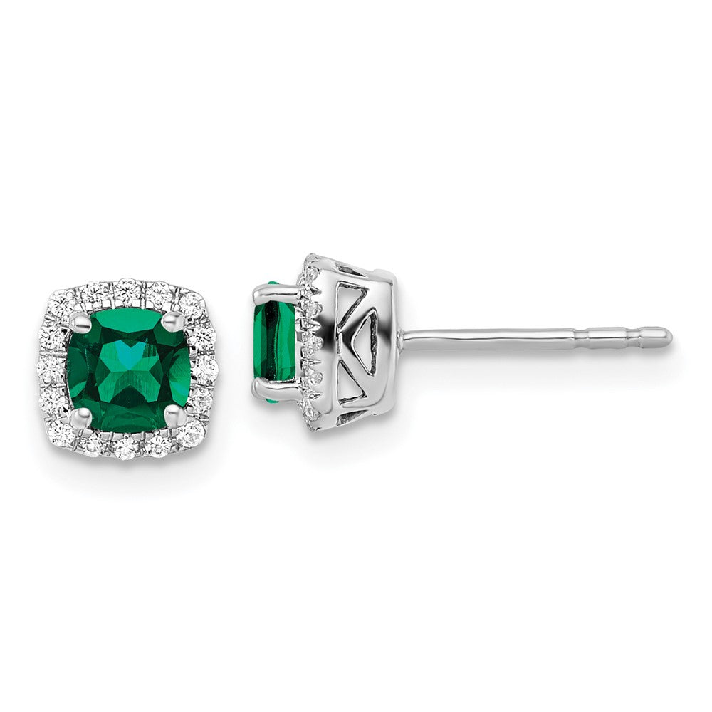 Lab Grown Diamond & Gemstone Halo Post Earrings