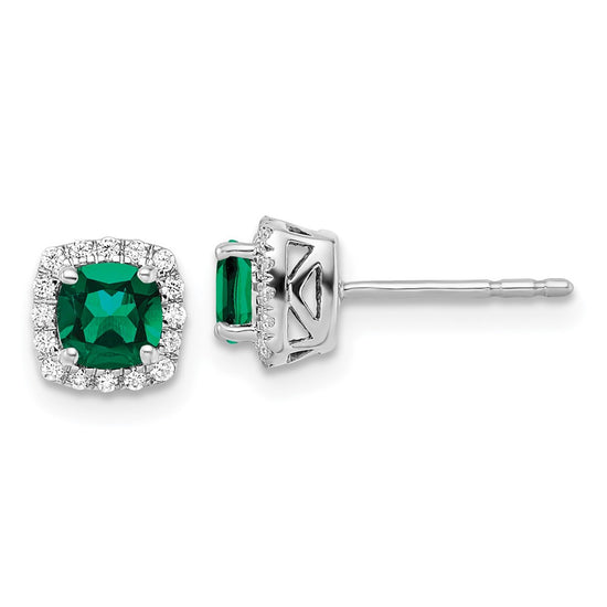 Lab Grown Diamond & Gemstone Halo Post Earrings
