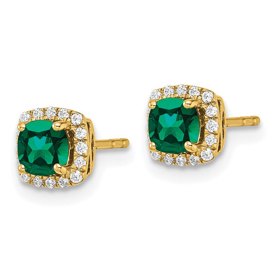 Lab Grown Diamond & Gemstone Halo Post Earrings