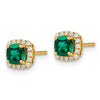 Lab Grown Diamond & Gemstone Halo Post Earrings