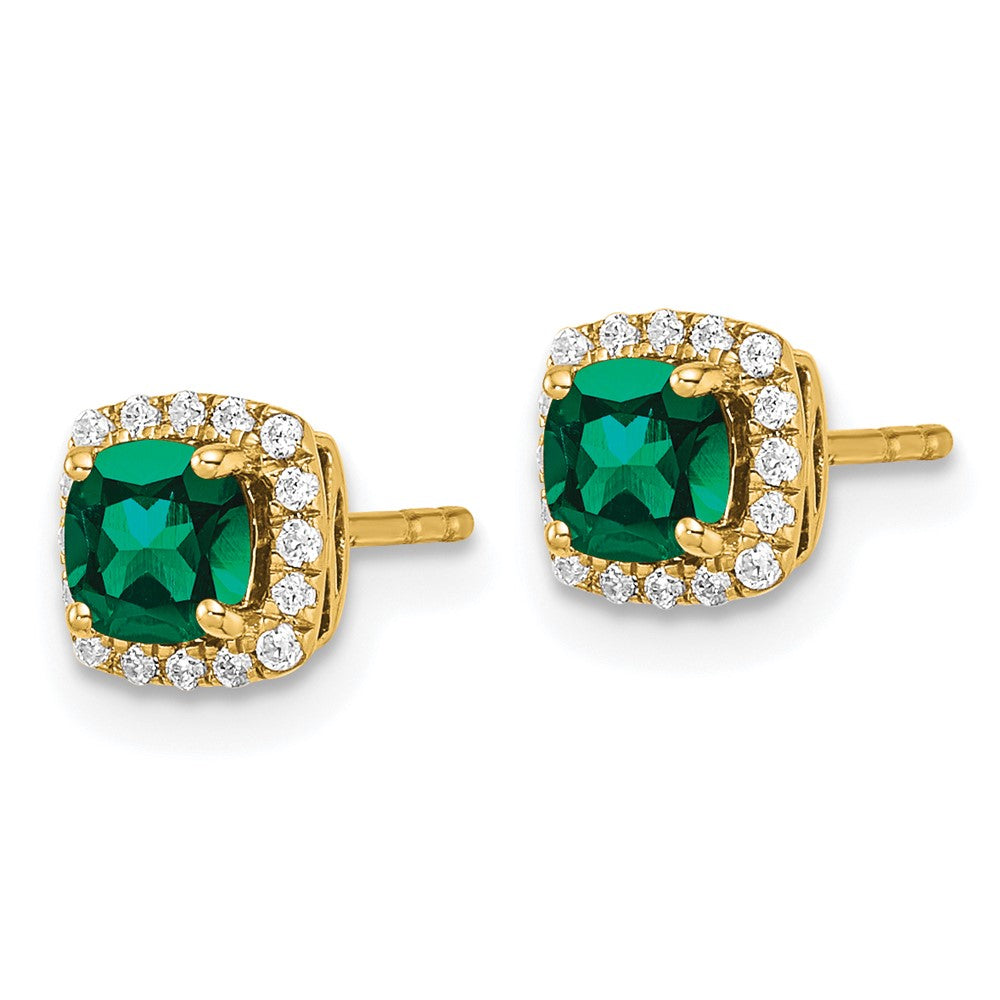 Lab Grown Diamond & Gemstone Halo Post Earrings