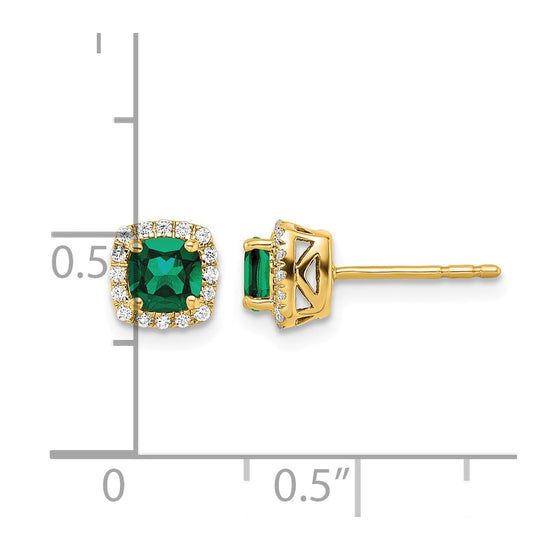 Lab Grown Diamond & Gemstone Halo Post Earrings