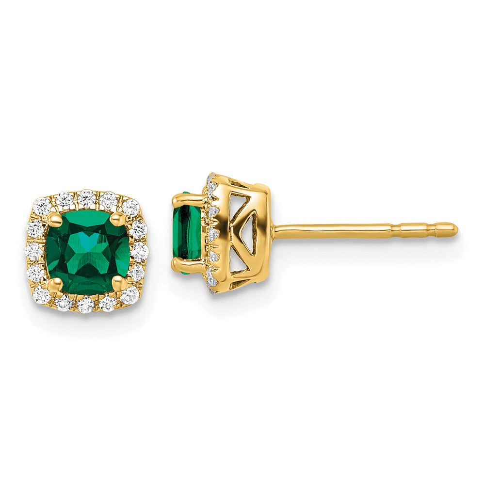 Lab Grown Diamond & Gemstone Halo Post Earrings