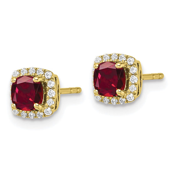 Lab Grown Diamond & Gemstone Halo Post Earrings
