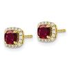 Lab Grown Diamond & Gemstone Halo Post Earrings