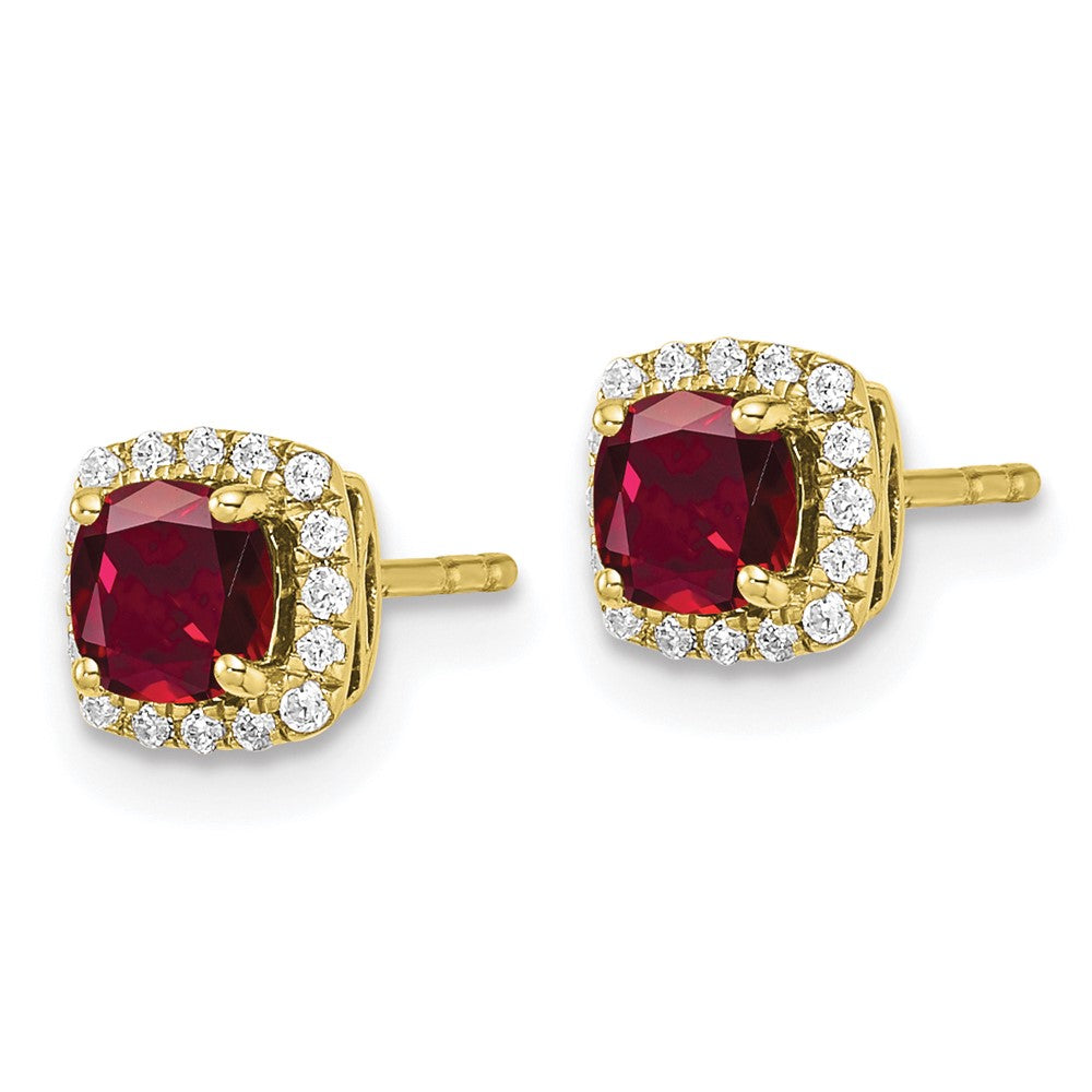 Lab Grown Diamond & Gemstone Halo Post Earrings