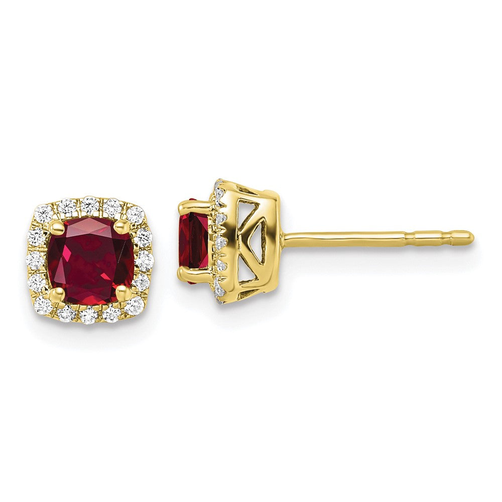 Lab Grown Diamond & Gemstone Halo Post Earrings