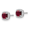 Lab Grown Diamond & Gemstone Halo Post Earrings