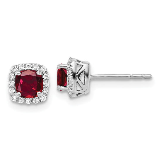 Lab Grown Diamond & Gemstone Halo Post Earrings