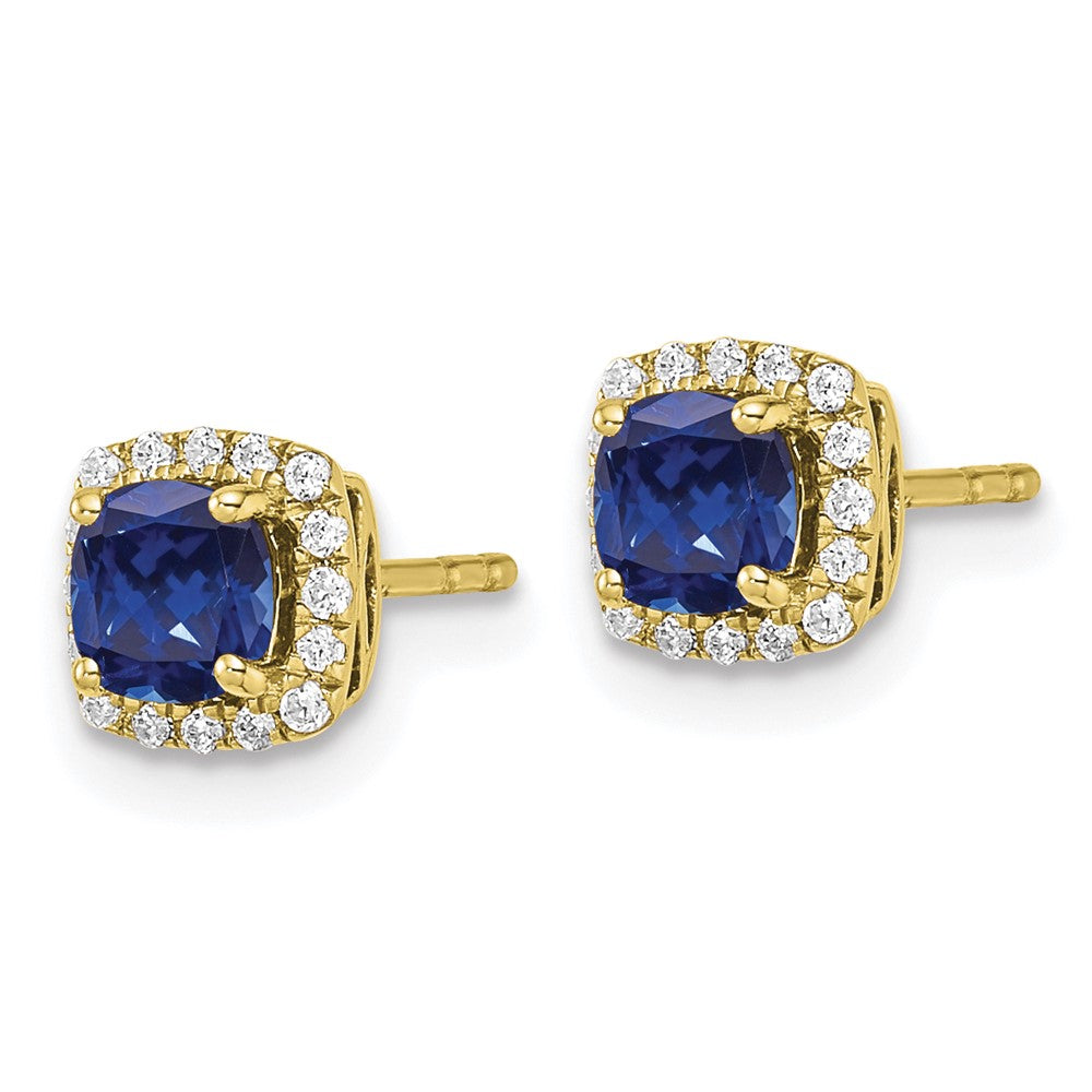 Lab Grown Diamond & Gemstone Halo Post Earrings