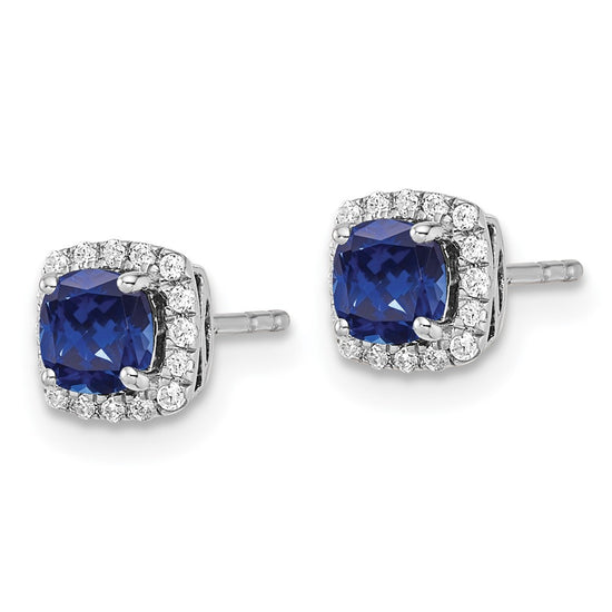 Lab Grown Diamond & Gemstone Halo Post Earrings