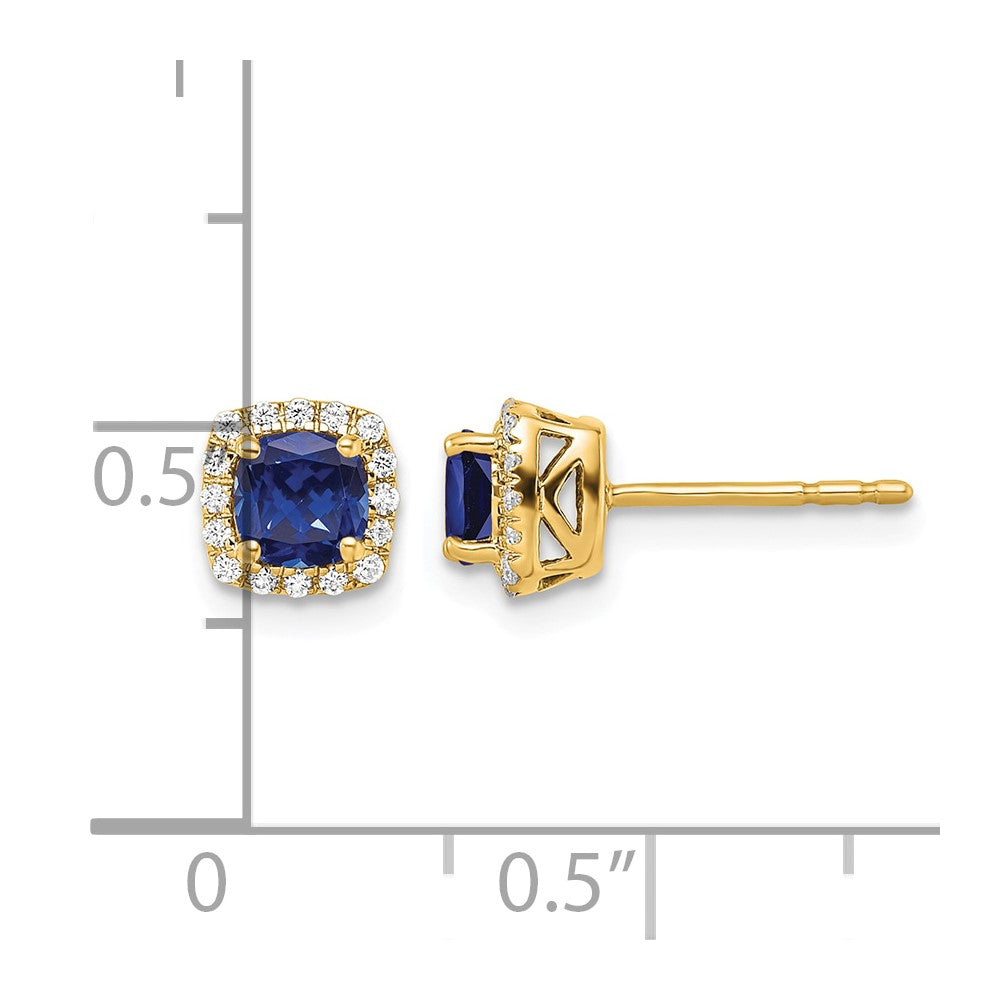 Lab Grown Diamond & Gemstone Halo Post Earrings