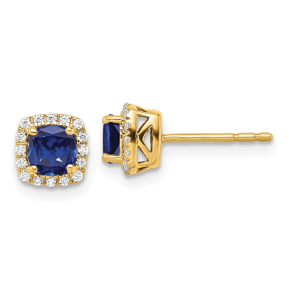 Lab Grown Diamond & Gemstone Halo Post Earrings