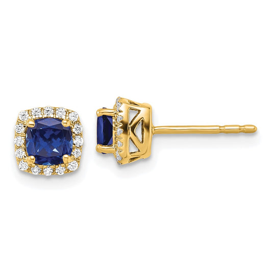 Lab Grown Diamond & Gemstone Halo Post Earrings