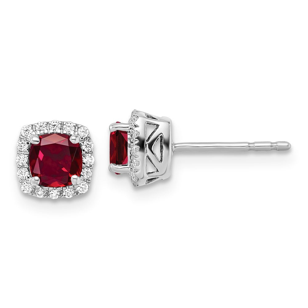 Lab Grown Diamond & Gemstone Halo Post Earrings