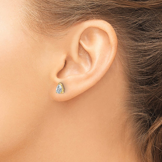 14k 3/4 carat Lab Grown Diamond VS/SI+ G+ Complete Pear Three Prong Stud Earrings