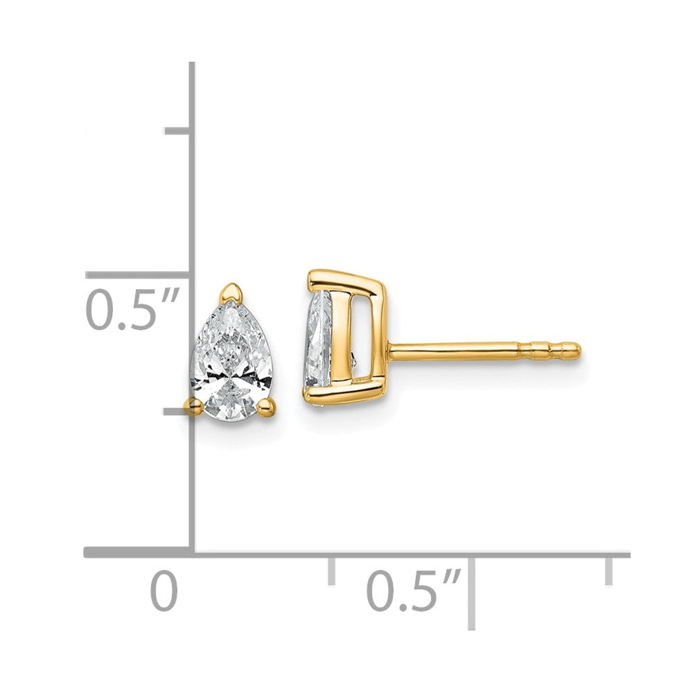 14k 3/4 carat Lab Grown Diamond VS/SI+ G+ Complete Pear Three Prong Stud Earrings