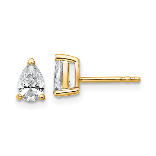 14k 3/4 carat Lab Grown Diamond VS/SI+ G+ Complete Pear Three Prong Stud Earrings