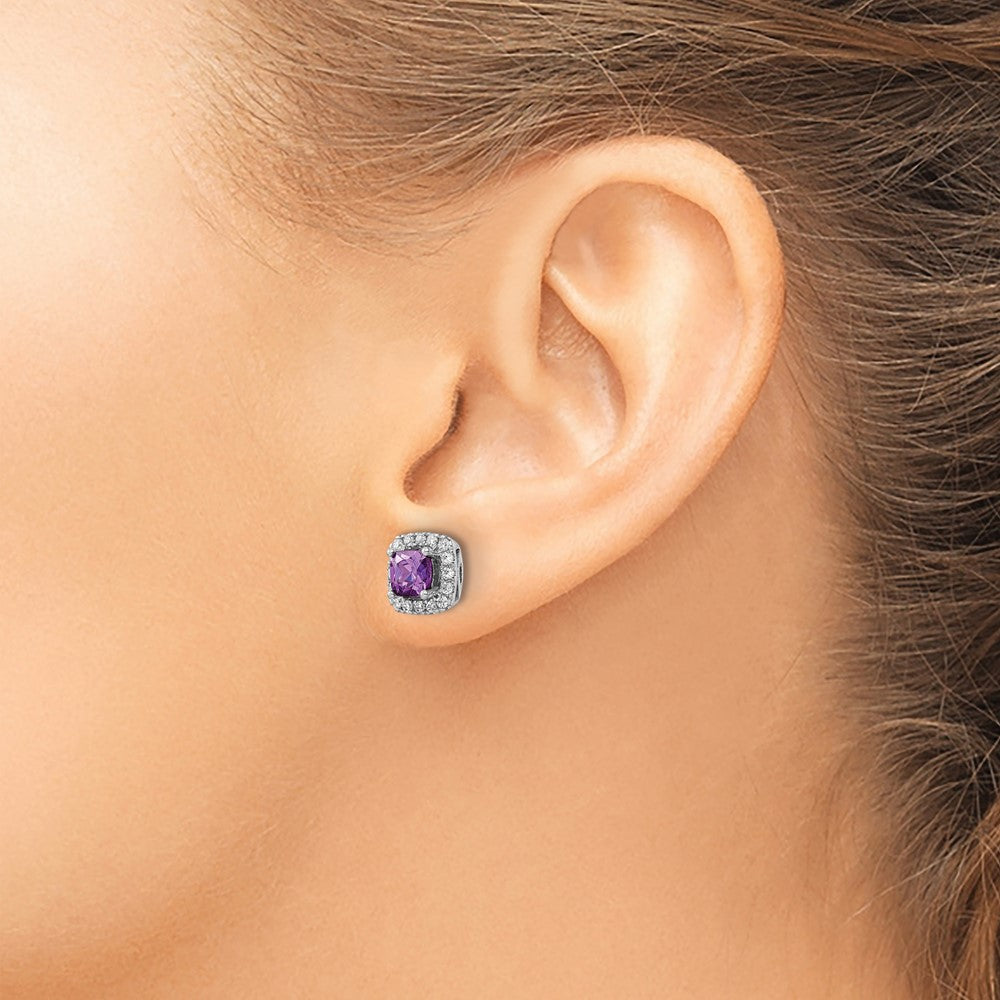 Diamond & Gemstone Halo Post Earrings