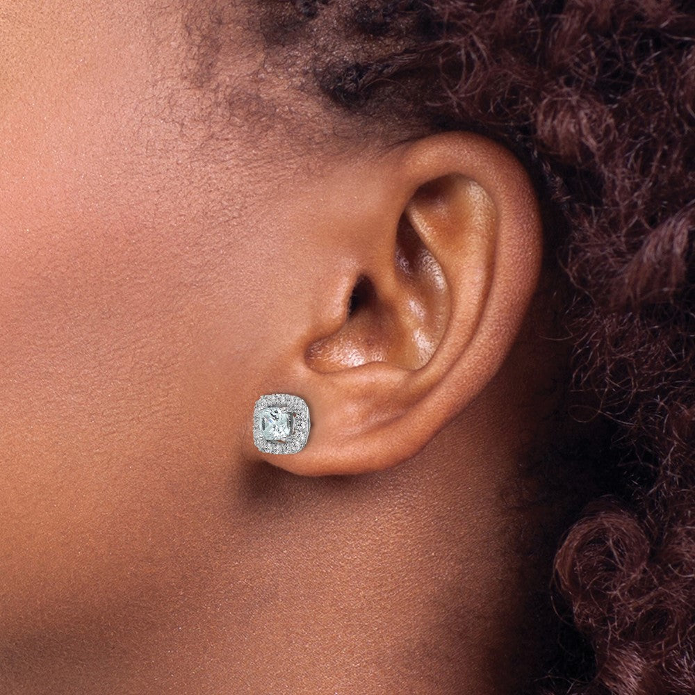 Diamond & Gemstone Halo Post Earrings