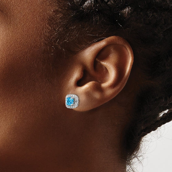 Diamond & Gemstone Halo Post Earrings