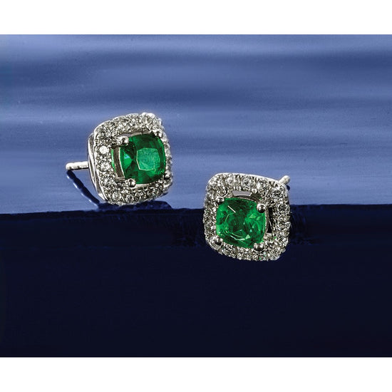 Diamond & Gemstone Halo Post Earrings