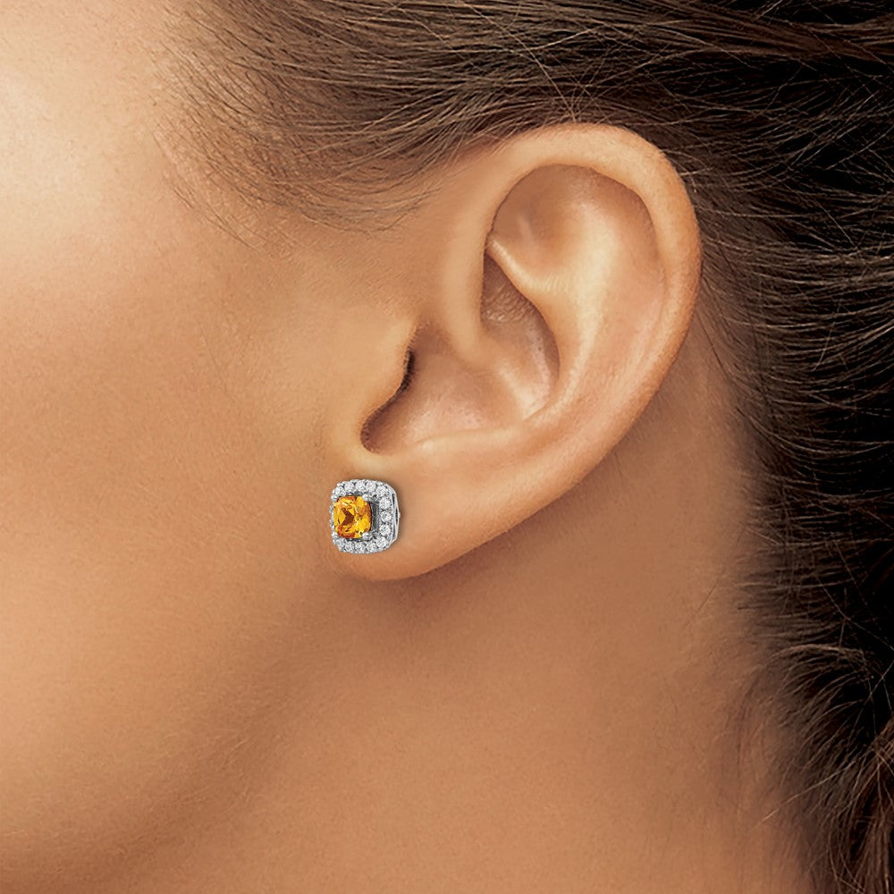 Diamond & Gemstone Halo Post Earrings