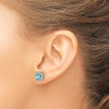 Pure Serenity 14k White Gold 3/8 carat Lab Grown Diamond VS/SI+ G+ and Lab Created Paraiba Halo Post Earrings