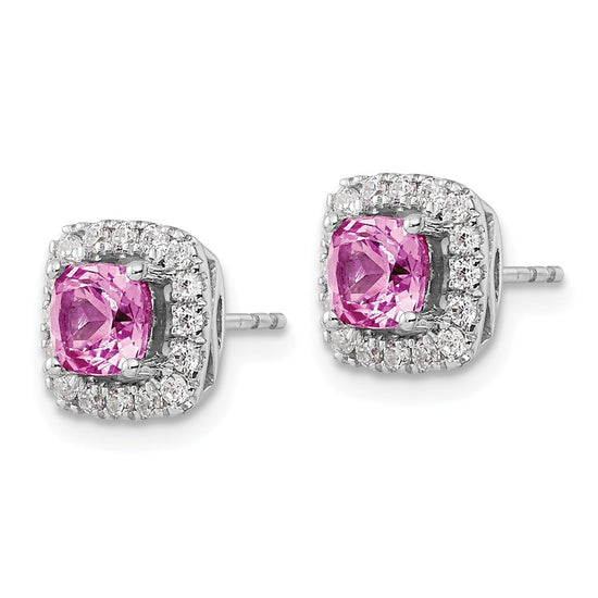 Diamond & Gemstone Halo Post Earrings