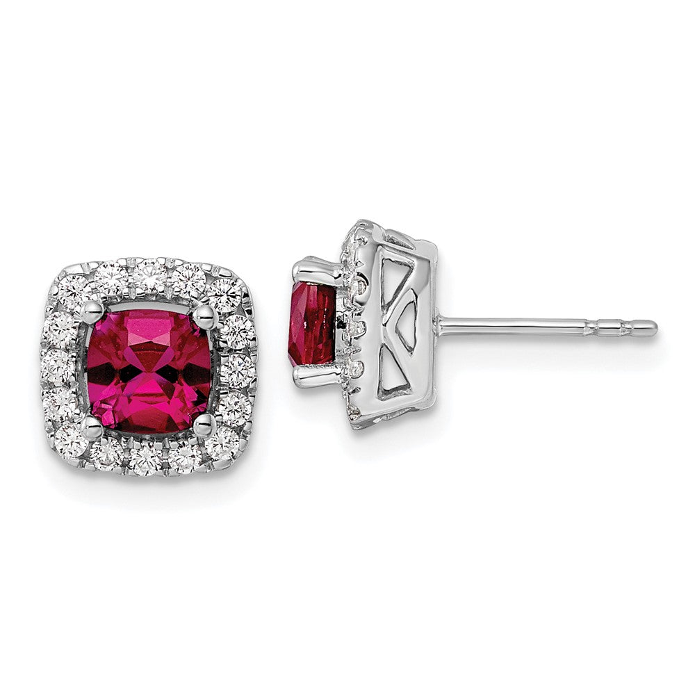 Diamond & Gemstone Halo Post Earrings