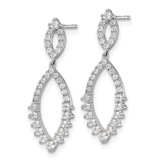 14k White Gold 3/4 carat Lab Grown Diamond VS/SI+ G+ Complete Fashion Dangle Post Earrings