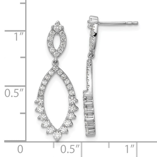 14k White Gold 3/4 carat Lab Grown Diamond VS/SI+ G+ Complete Fashion Dangle Post Earrings