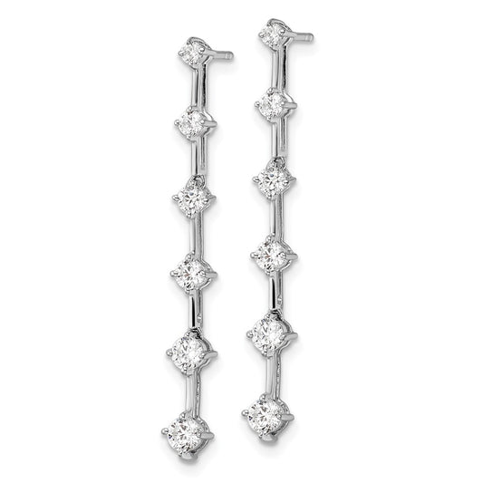 14k White Gold 1 carat Lab Grown Diamond VS/SI+ G+ Complete Six Stone Dangle Post Earrings