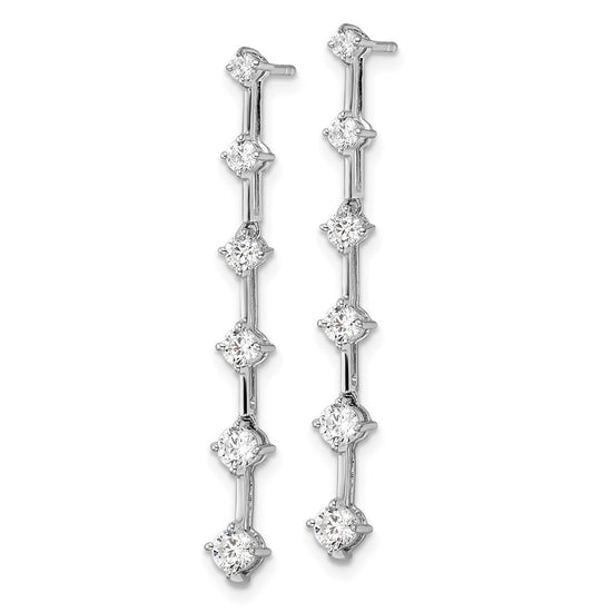 14k White Gold 1 carat Lab Grown Diamond VS/SI+ G+ Complete Six Stone Dangle Post Earrings