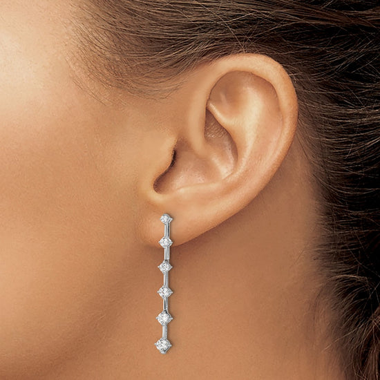 14k White Gold 1 carat Lab Grown Diamond VS/SI+ G+ Complete Six Stone Dangle Post Earrings