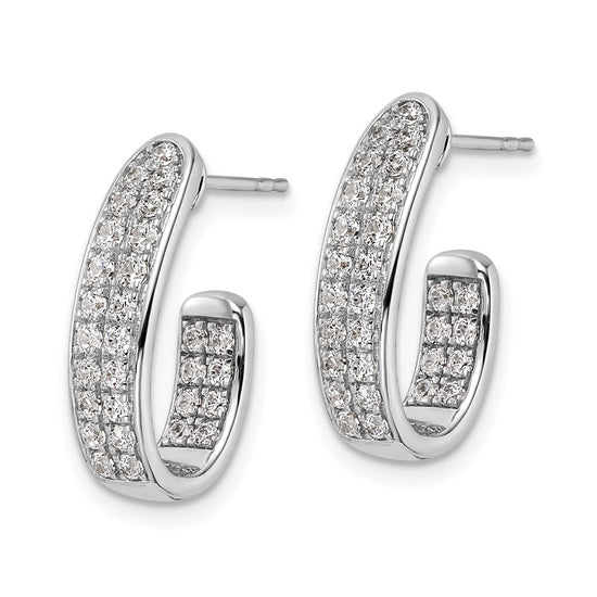 14k White Gold 1 carat Lab Grown Diamond VS/SI+ G+ Complete In and Out J-Hoop Hoop Earrings