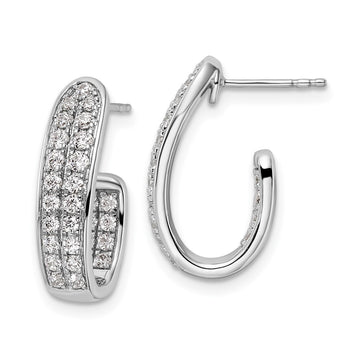 14k White Gold 1 carat Lab Grown Diamond VS/SI+ G+ Complete In and Out J-Hoop Hoop Earrings
