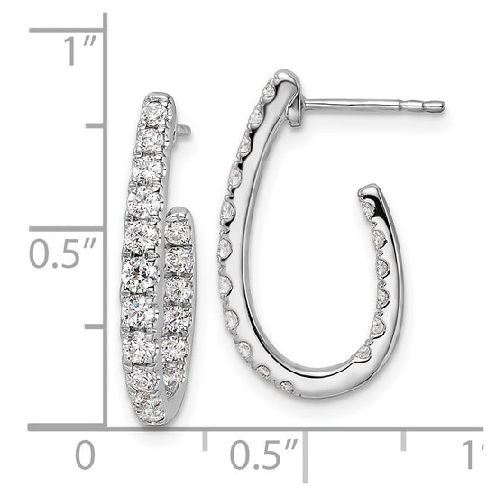 14k White Gold 1 carat Lab Grown Diamond VS/SI+ G+ Complete In and Out J-Hoop Hoop Earrings
