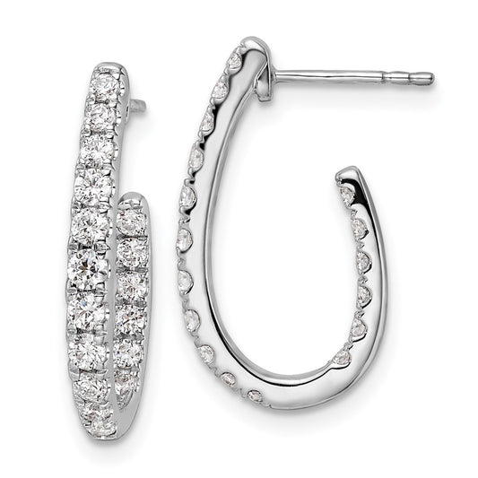14k White Gold 1 carat Lab Grown Diamond VS/SI+ G+ Complete In and Out J-Hoop Hoop Earrings