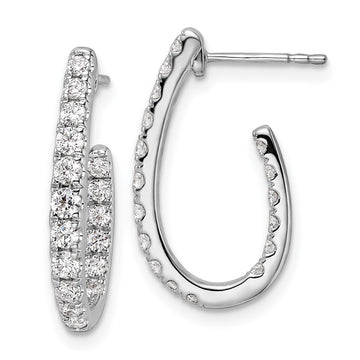 14k White Gold 1 carat Lab Grown Diamond VS/SI+ G+ Complete In and Out J-Hoop Hoop Earrings