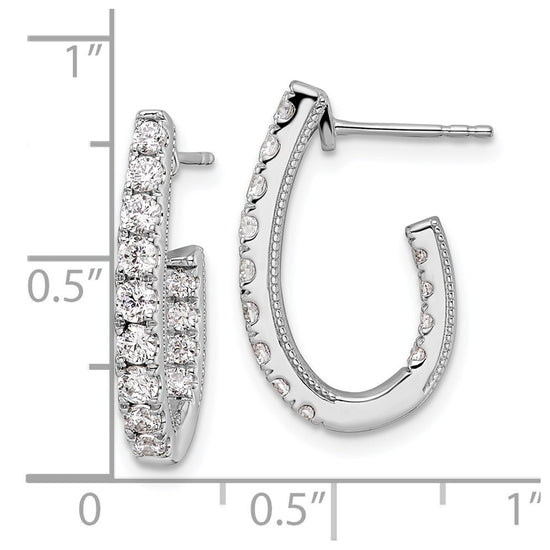 14k White Gold 1 carat Lab Grown Diamond VS/SI+ G+ Complete In and Out J-Hoop Hoop Earrings