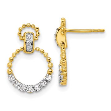 14k 1/4 carat Lab Grown Diamond VS/SI+ G+ Circle Dangle Post Earrings