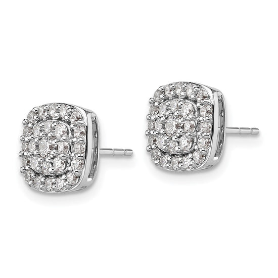 Diamond Squared Halo Post Earrings