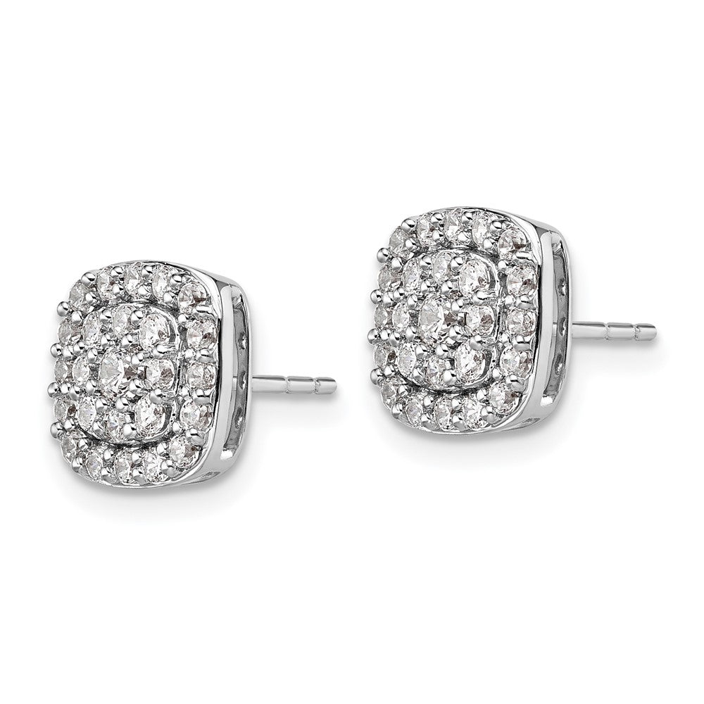 Diamond Squared Halo Post Earrings