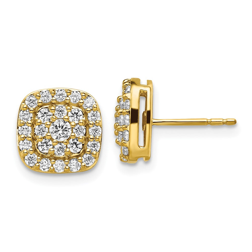 Diamond Squared Halo Post Earrings