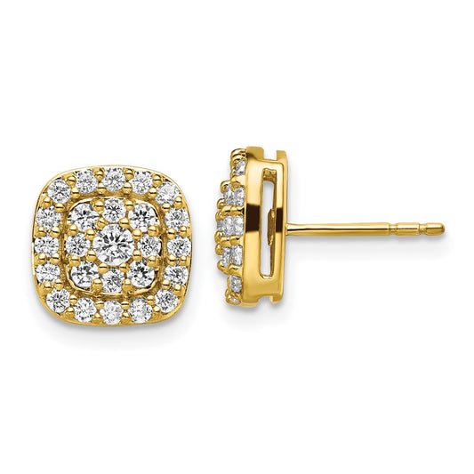 Diamond Squared Halo Post Earrings