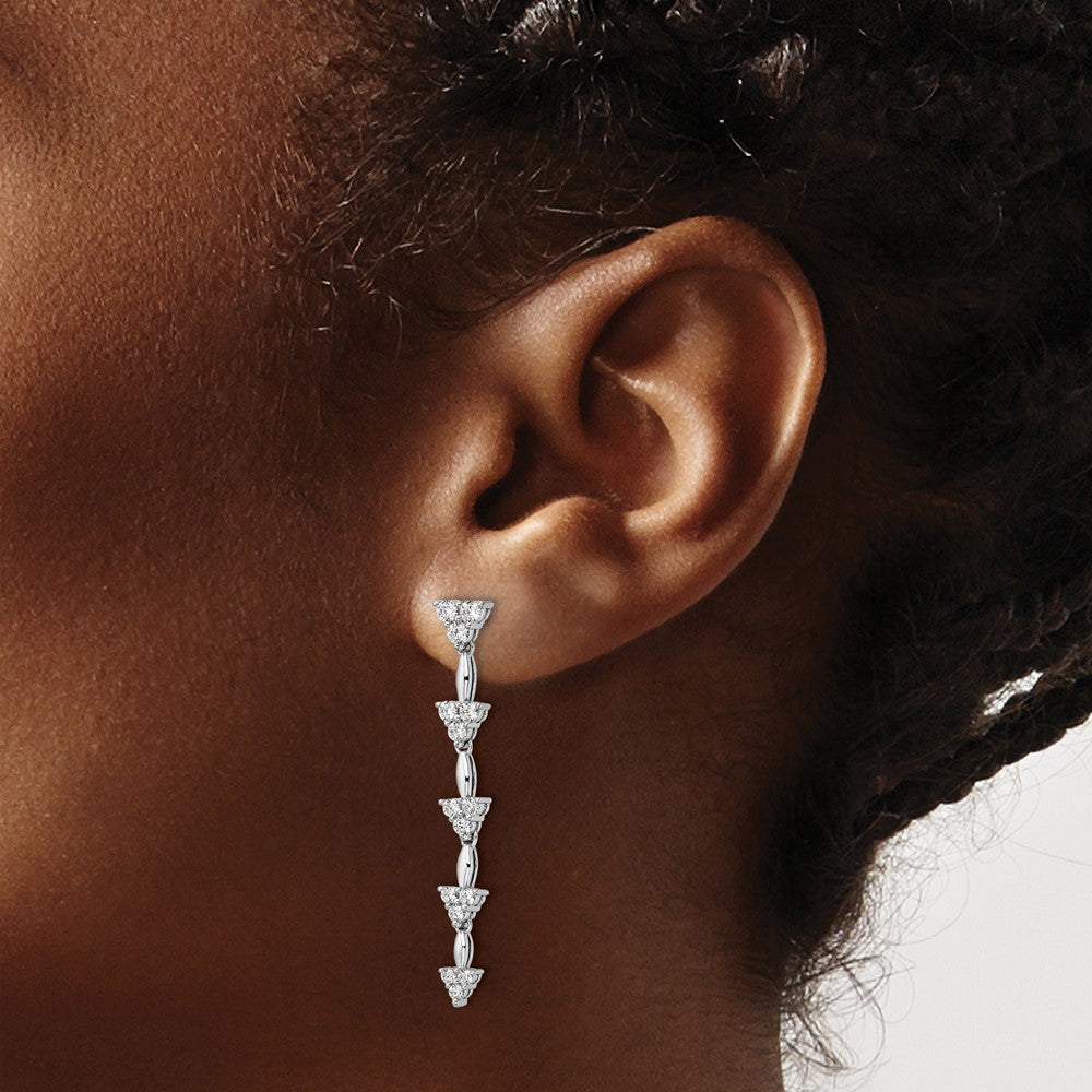 14k White Gold 1 carat Lab Grown Diamond VS/SI+ G+ Complete Marquise Dangle Cluster Post Earrings
